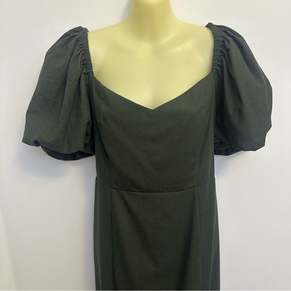 NWT Mi Ami Olive Green Puff Sleeve Sheath Dress - Picture 5 of 8